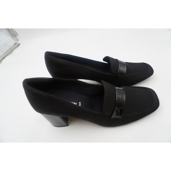 Ann Klein IFlex Black Textile Stretch Telepathy Block Comfort Heel Pump Sz 9.5M - Picture 2 of 11